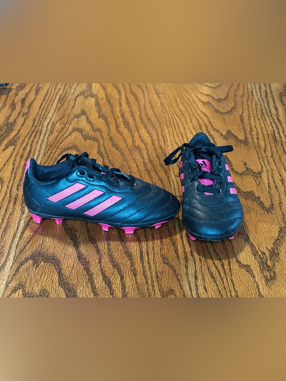 adidas Black and Pink Junior Soccer Cleats